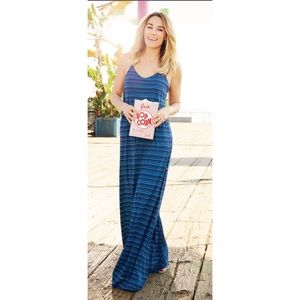 LC Lauren Conrad Blue Striped Maxi Dress